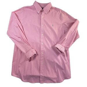 Polo Ralph Lauren Button Down Shirt Mens XL Pink Check Preppy